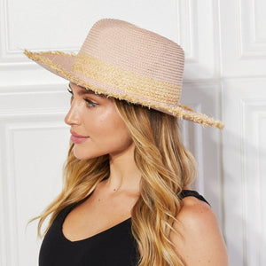 Pink Sand Straw Fedora Hat