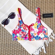 Bimini Reversible Floral Print Bikini Top- Merlot - Tropic House Swim