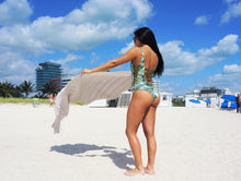 Nilsa Lace Up Reversible One Piece Swimsuit- Hemp Leaf - Tropic House Swim