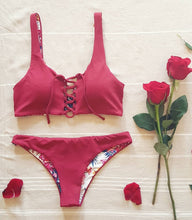 Bimini Reversible Floral Print Bikini Top- Merlot - Tropic House Swim